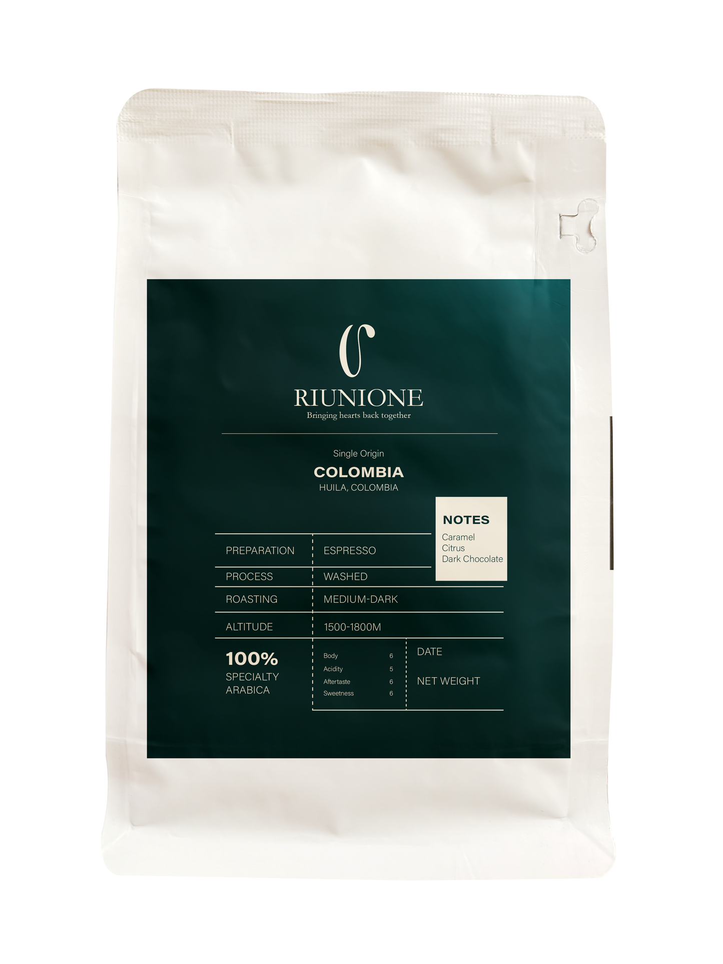 Riunione Colombian Coffee  - Whole Beans 250gm