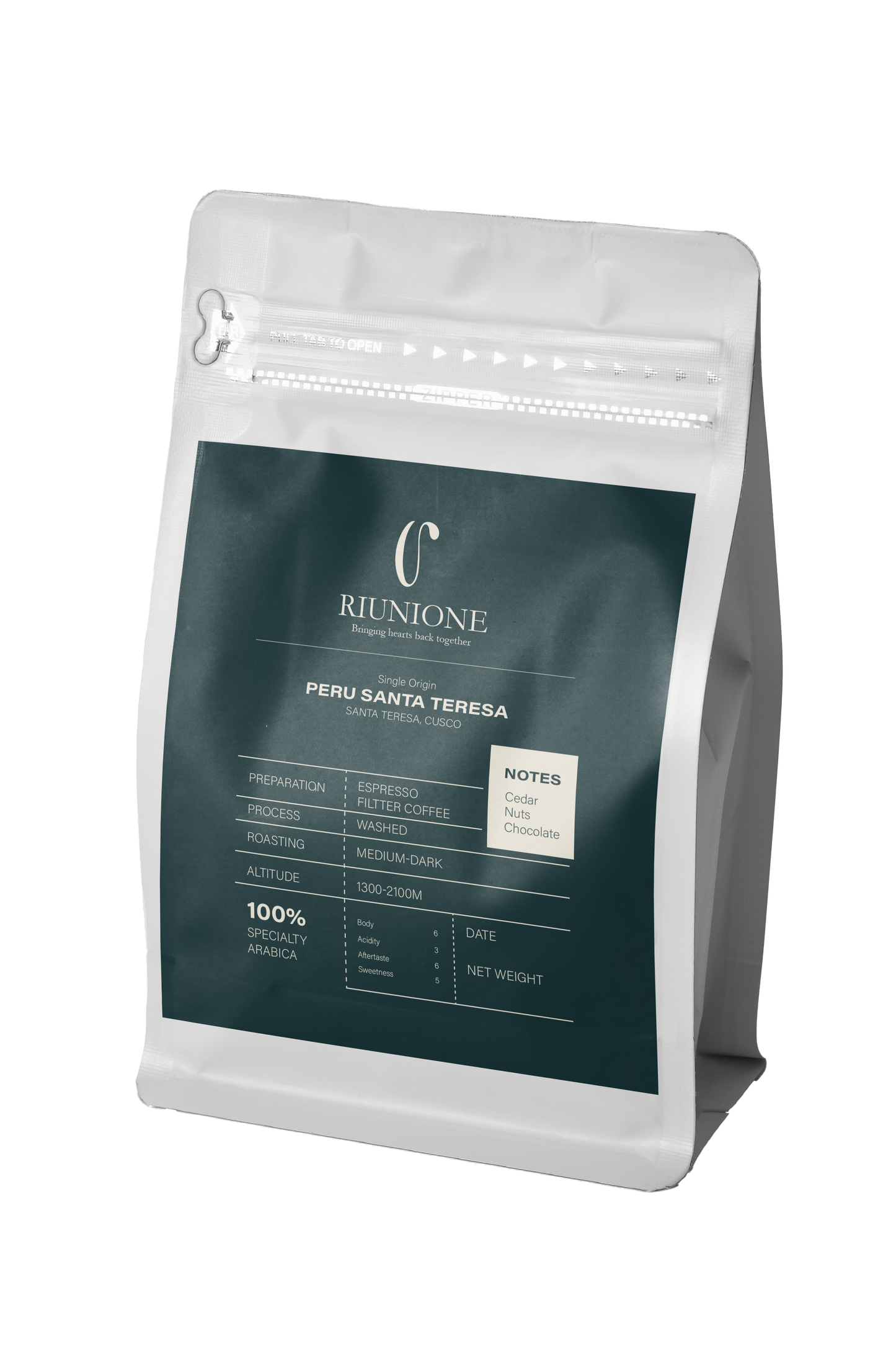 Riunione Peruvian Coffee  - Whole Beans 250gm